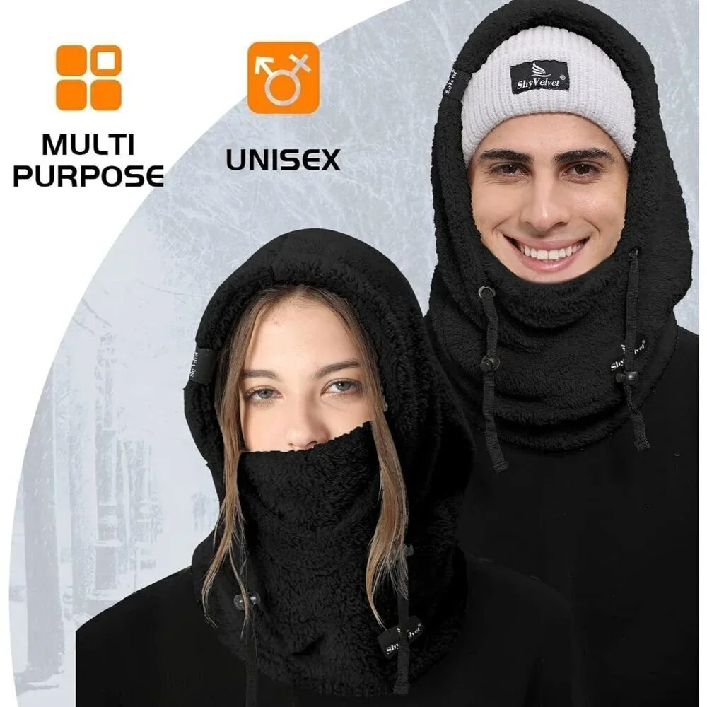🆕Velvet Balaclava Wind-Resistant Face Mask Women Warm Face Cover Hat Cap Scarf